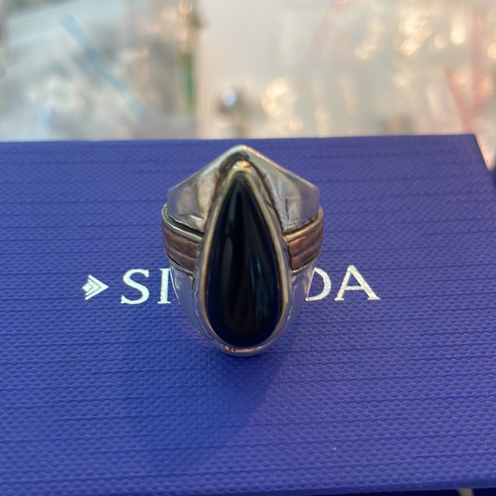 Silpada Silver and Black Teardrop Ring